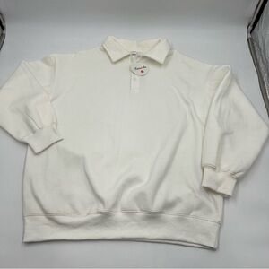 Women’s Caracilia‎ size L oversized white collared sweatshirt. NWT